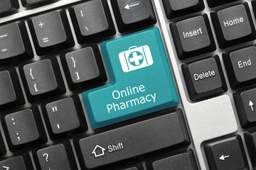 Conceptual keyboard - Online Pharmacy (blue key)