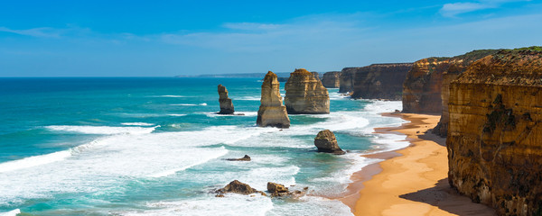 Twelve Apostles Marine National Park, Victoria, Australia. Copy space for text.