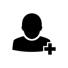 Add user icon. Silhouette symbol. Negative space. Vector isolated illustration