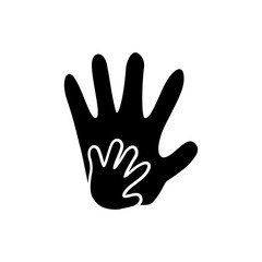Fototapeta na wymiar Big hand and small hand vector concept. Help symbol hands vector support emblem. Education, health care, medical, design element.