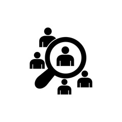 Job vacancy, searching people with magnifier glass vector icon