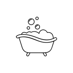 Bath with bubbles line icon. Linear style sign for mobile concept and web design. Bathtub outline vector icon. Symbol, logo illustration