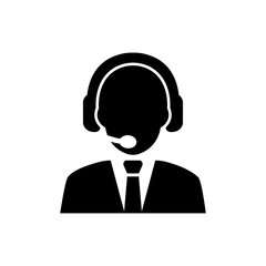Customer service icon vector. customer service vector graphic illustration. Call center operator. Flat vector illustration in black on white background. EPS 10