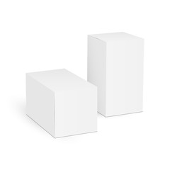 Two rectangular paper boxes mockups isolated on white background. Vector illustration