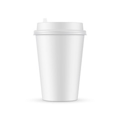 Paper coffee cup mockup isolated on white background. Vector illustration