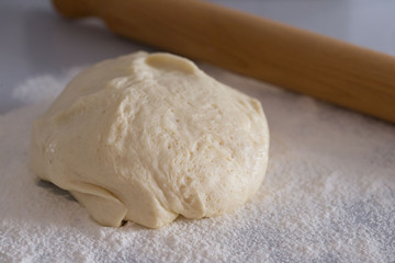 Food, dough for bread and pizza
