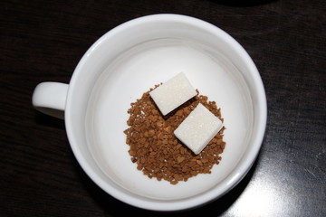 morning starts with coffee. Instant coffee with sugar. How to make coffee.
