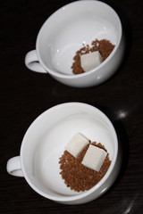 morning starts with coffee. Instant coffee with sugar. How to make coffee.