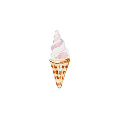 Ice cream watercolor of frozen creamy dessert