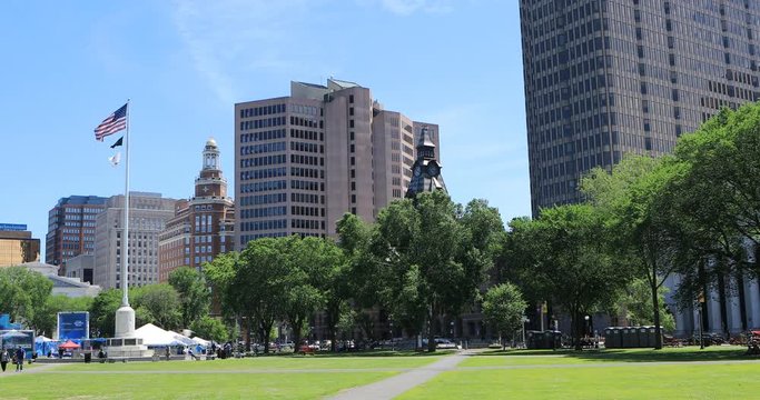 Scene of downtown New Haven, Connecticut 4K