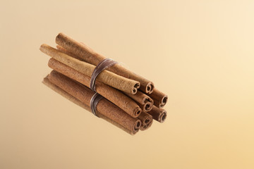 Spice - cinnamon sticks, tied by rope, natural product