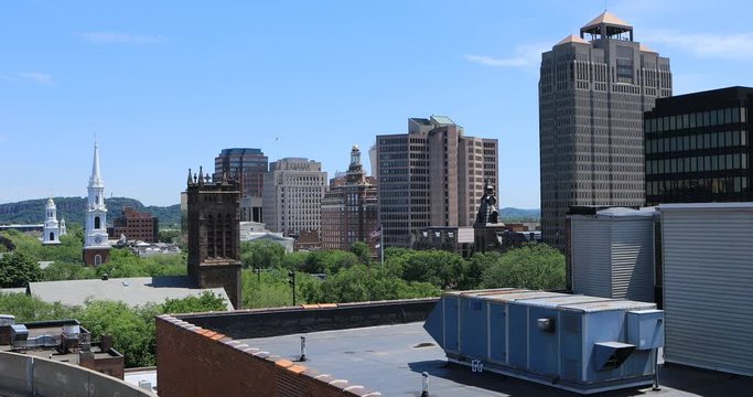 View of New Haven, Connecticut city center 4K