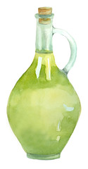 Watercolor olive oil