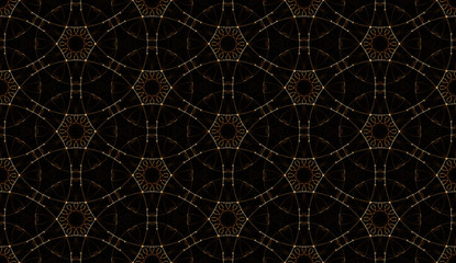 Abstract seamless pattern on black background. Abstract ornament of repeating elements.