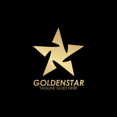 Golden star logo design vector template