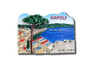 Naples (Italy) souvenir refrigerator magnet isolated on white background