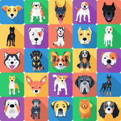 Seamless pattern with dogs flat design