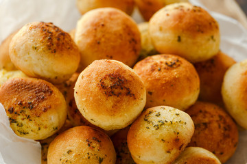 Homemade freshly baked Garlic dough balls with parsley and butter