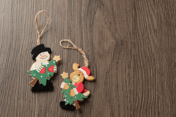 Santa's wooden snowman and deer for handmade christmas decor