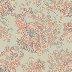 Paisley seamless vector pattern. Vintage background in batik style