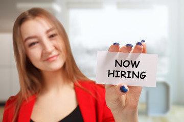 Business, technology, internet and networking concept. Young entrepreneur showing keyword: Now...