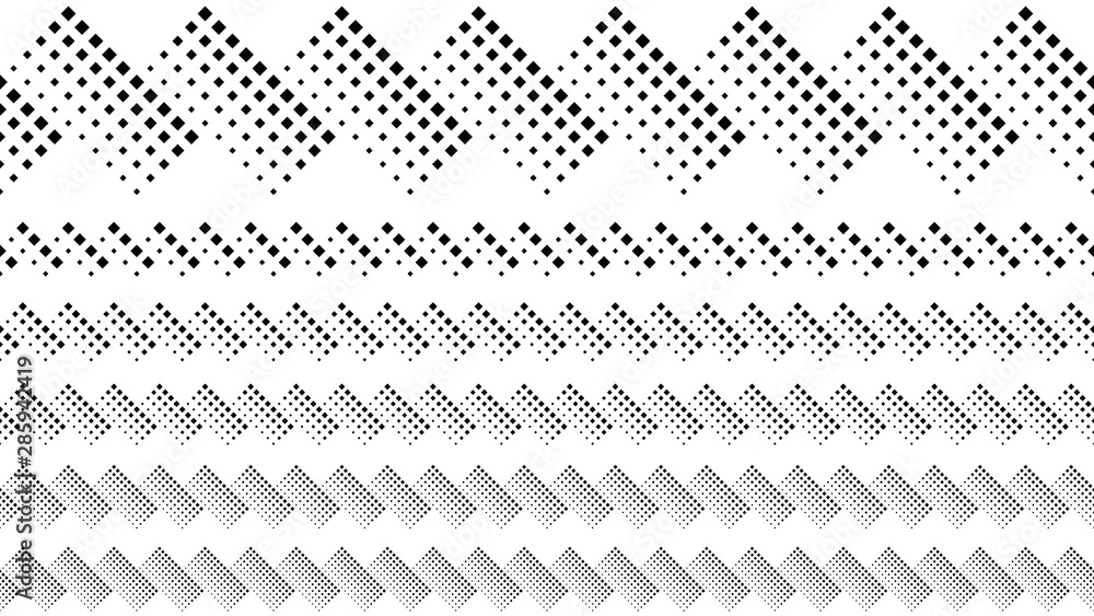 Poster black and white geometrical repeating square pattern page dividers - abstract vector graphic element