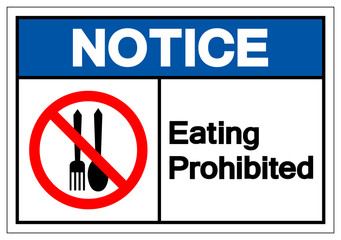 Notice Eating Prohibited Symbol Sign,Vector Illustration, Isolate On White Background Symbol. EPS10