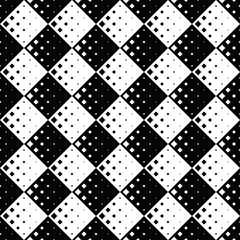 Black and white seamless diagonal square pattern background - monochrome abstract vector graphic