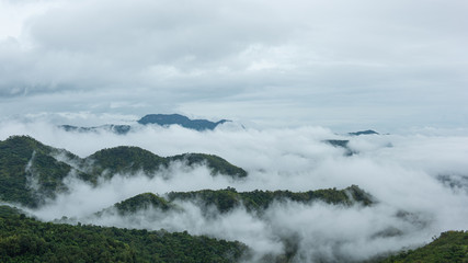 tropical mountain ranges in sea of fog, Khaokor, Phetchabun, Thailand represents National Mountain Day