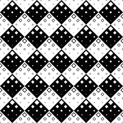 Seamless diagonal square pattern background - black and white abstract vector graphic design