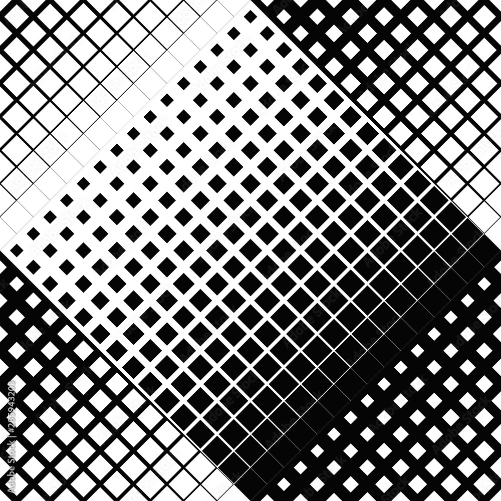 Poster geometrical seamless diagonal square pattern background - black and white vector design