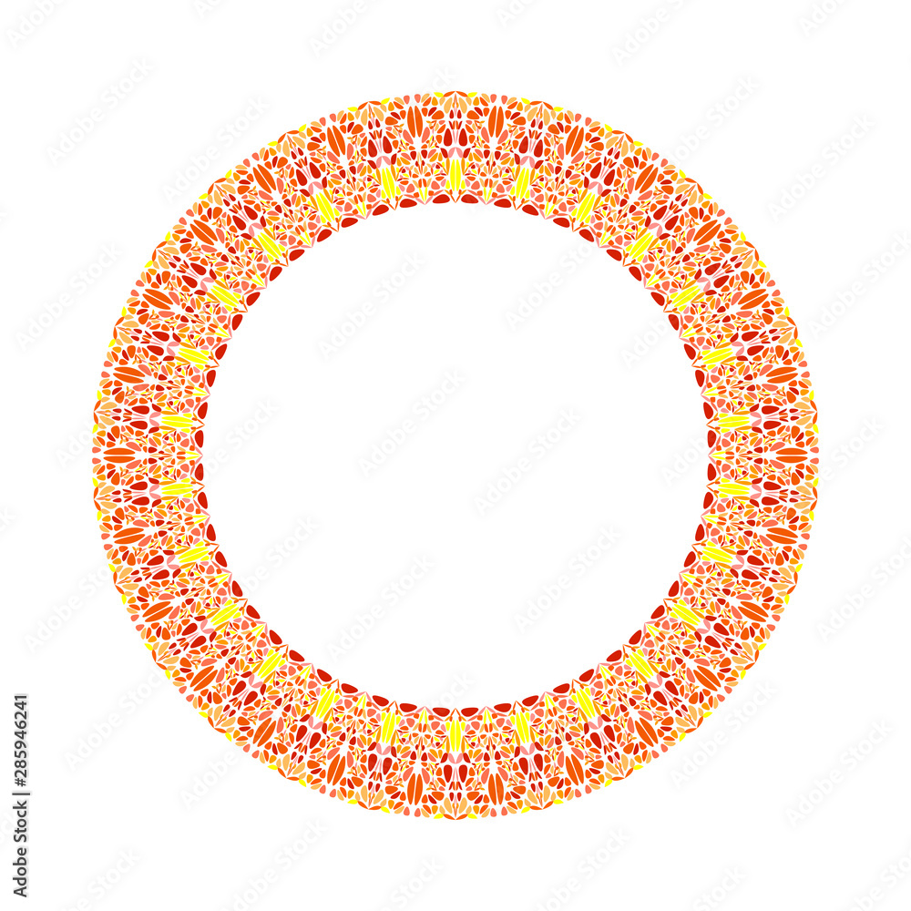 Poster colorful floral round border - abstract circular vector element from curved shapes