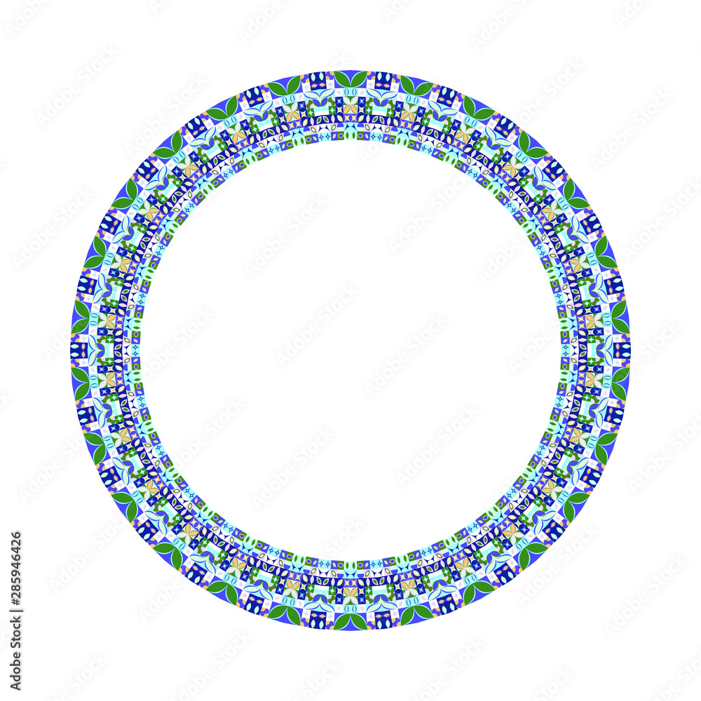 Poster mosaic round border - ornamental circular colorful vector element