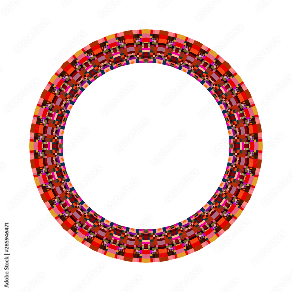 Poster isolated tiled mosaic wreath - ornamental colorful circular vector design element with geometrical s