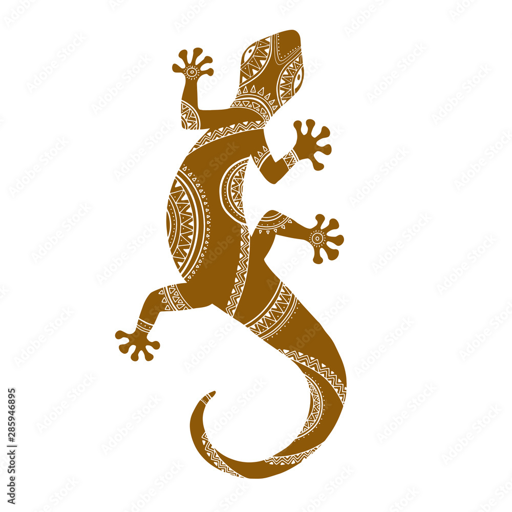 Wall mural Stylized lizard. Black white reptile illustration. Vector logo lizards. Tattoo.