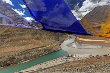 Confluence of rivers in leh and ladakh, India