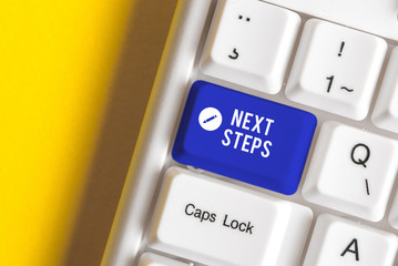 Conceptual hand writing showing Next Steps. Concept meaning something you do or plan after you ve...