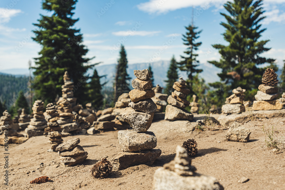 Wall mural close up of stacked stones in sequoia national park, california usa