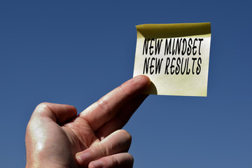 Conceptual hand writing showing New Mindset New Results. Concept meaning obstacles are...