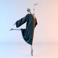 3D Illustration of Happy Dancing Skeleton - 285950092