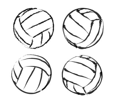 Set of stylized illustration of a volleyball background. Sport vector illustration. Isolated on white background.