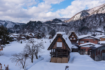 The historical village Shirakawa go in  winter, the world heritage of UNESCO in Japan.