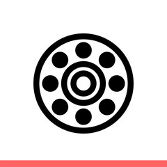 Bearing icon in flat isolated on white background, wheel vector illustration for web site or mobile app