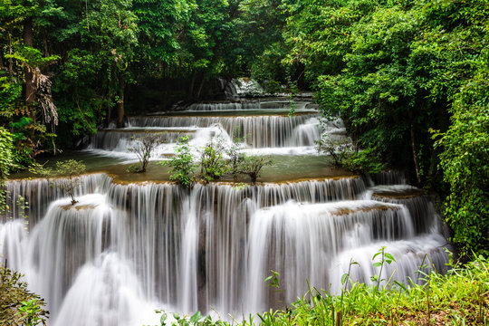 Beautiful waterfall in Thailand. (Huay Mae Kamin Waterfall) at Kanchanaburi Thailand. © Meawstory15Studio