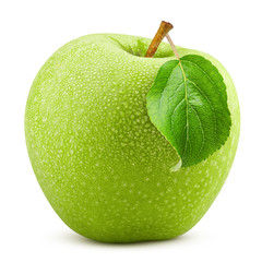 Green juicy apple isolated on white background, clipping path, full depth of field