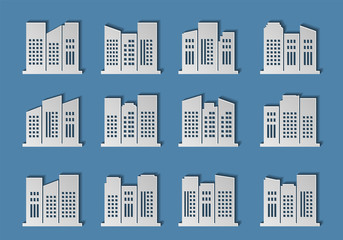 Architecture city vector on blue background, Modern building paper cut design