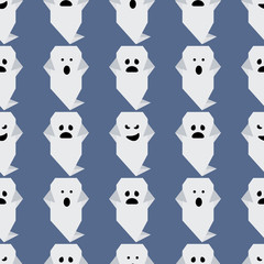 Vector seamless pattern Halloween ghost origami