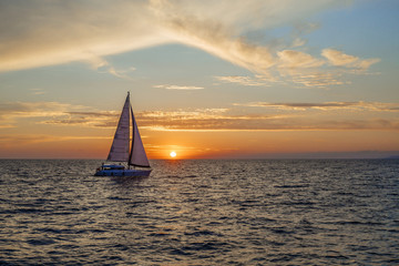 sailboat at sunset