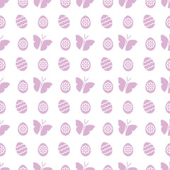 Seamless pattern with Easter eggs, butterflies.