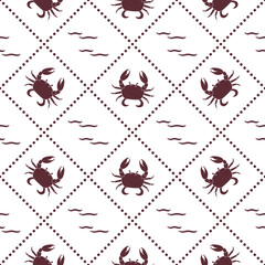 Fototapeta premium Seamless pattern with crabs and waves.